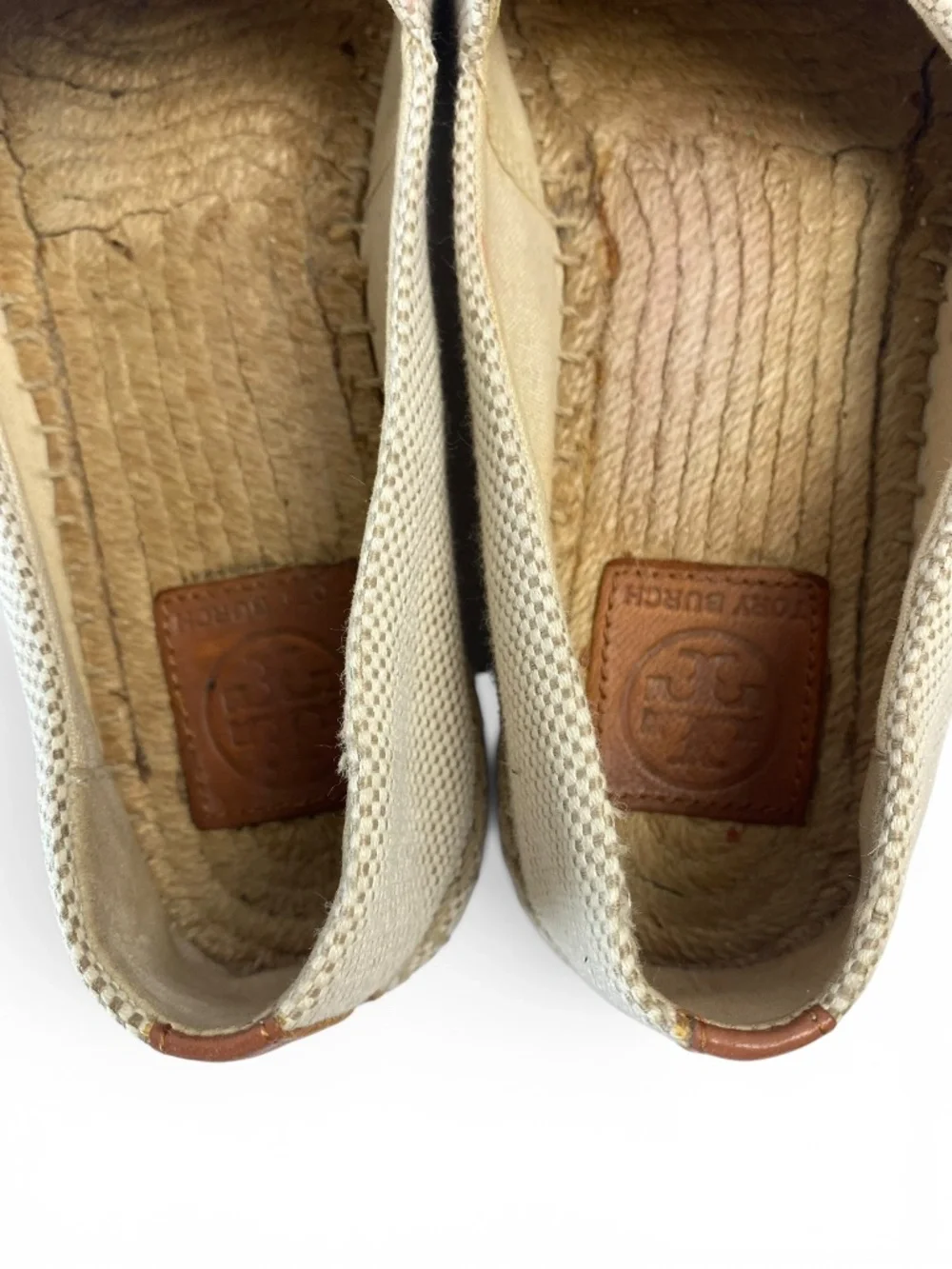 Tory Burch Color Block Canvas and Napa Espadrilles in Natural and Tan Size 7.5